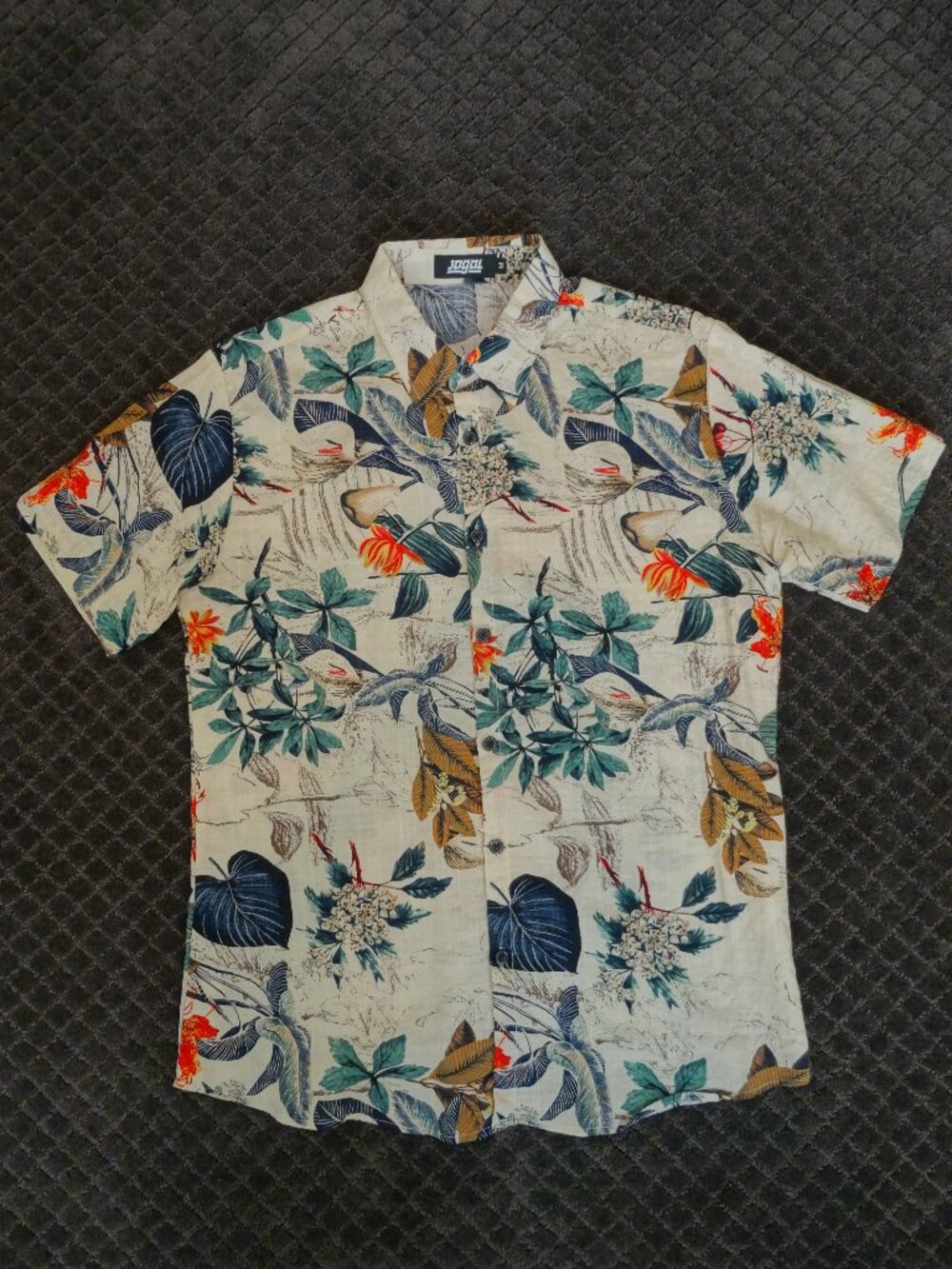Jogal Tropical Pattern Button Down Shirt